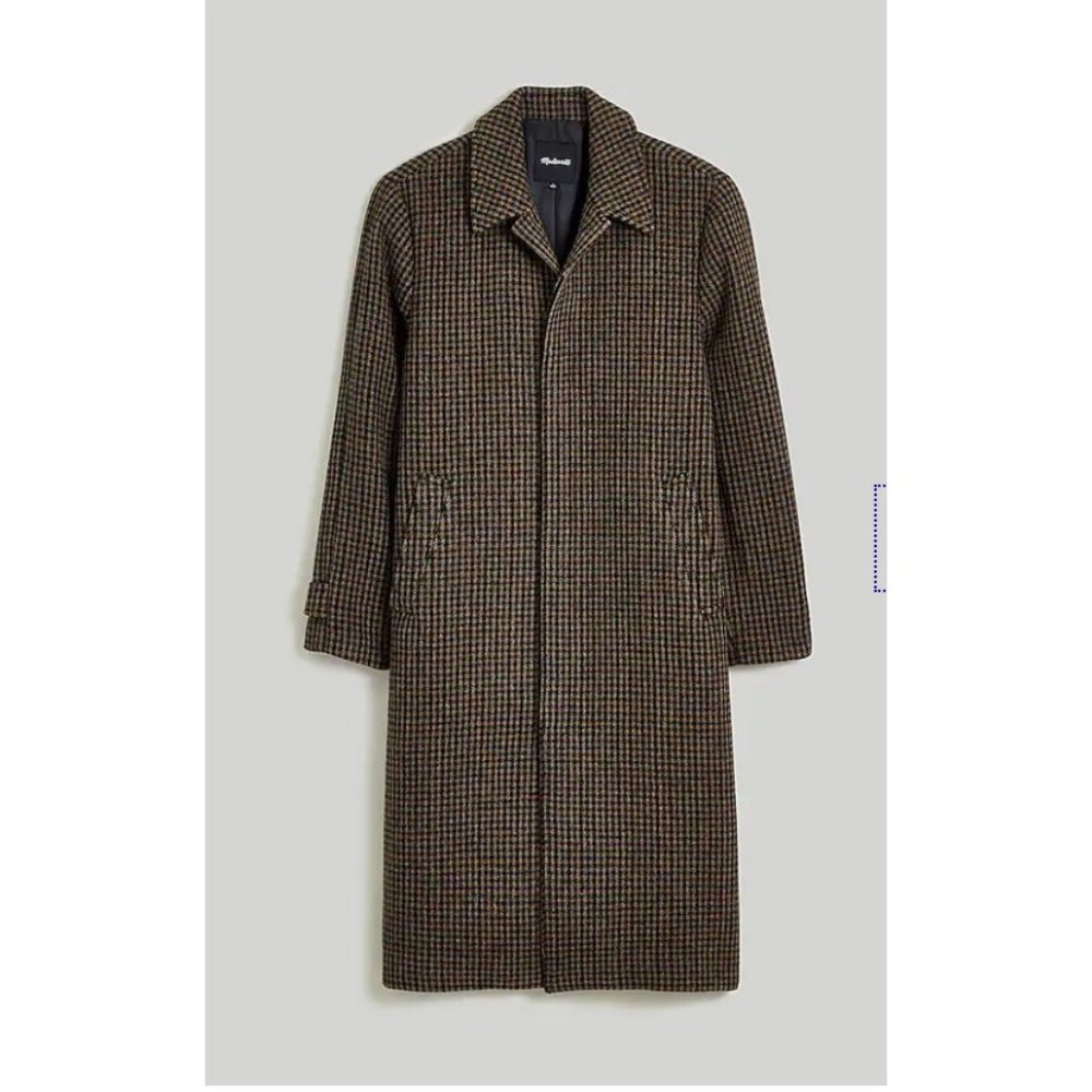 Madewell $398 Mens Houndstooth Topcoat Italian Fabric Size L NM684